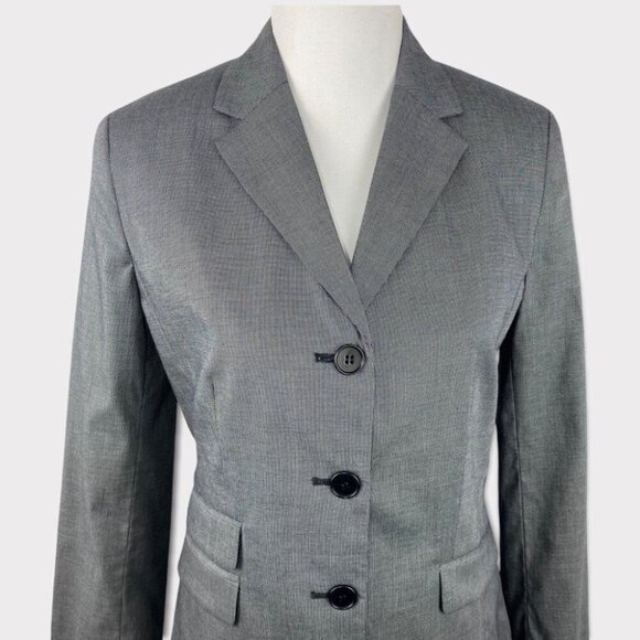 Talbots Women's NWT Blue Mini Check Three Button Luxury Career Blazer 6 Long/C36 - Picture 3 of 7